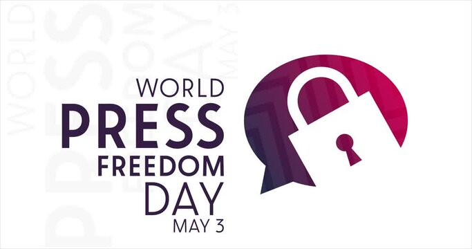 World Press Freedom Day. May 3. Motion design holiday animation footage. Loop video. 
