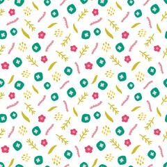 Abstract botanical seamless pattern. Simple flower shape