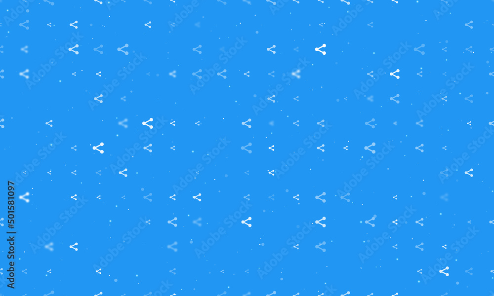 Poster seamless background pattern of evenly spaced white share symbols of different sizes and opacity. vec
