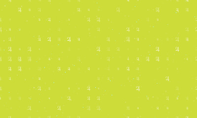 Seamless background pattern of evenly spaced white jupiter astrological symbols of different sizes and opacity. Vector illustration on lime background with stars © Alexey