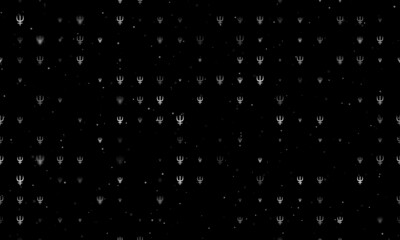 Seamless background pattern of evenly spaced white astrological neptune symbols of different sizes and opacity. Vector illustration on black background with stars © Alexey