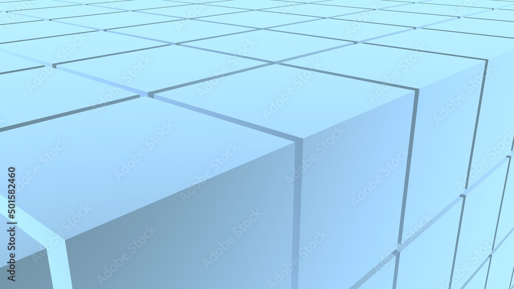 Poster abstract blue cube background 3d rendering.