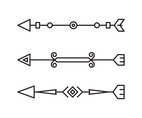 tribal arrows dividers vector line art