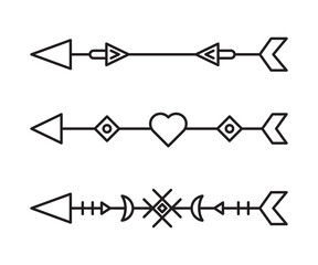 tribal arrows dividers vector line art