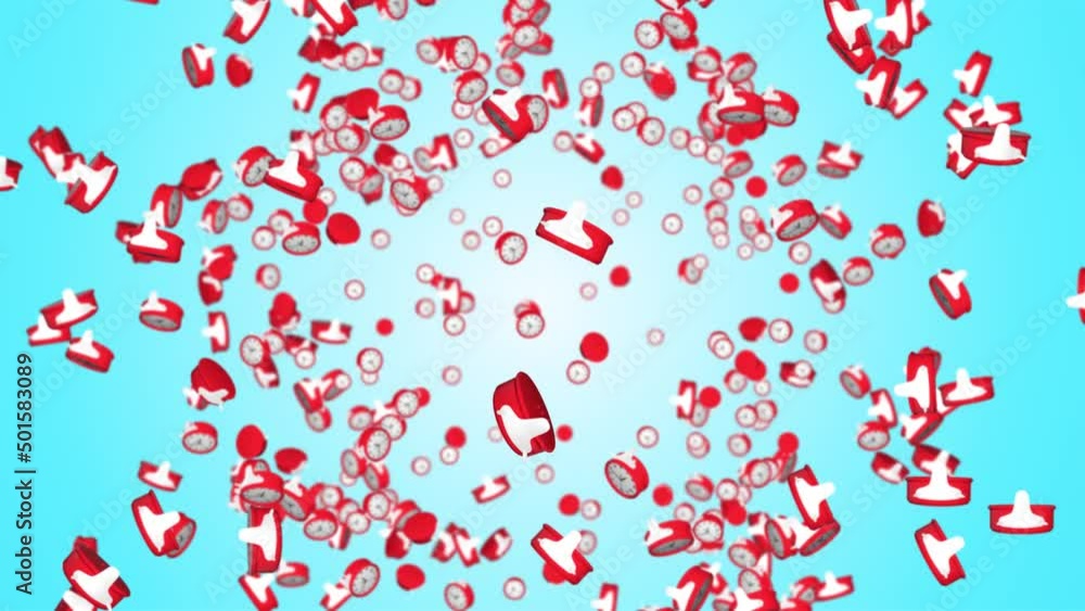 Aufkleber 3d 4k many clocks flying in time lapse in 3d animation. time. time passing in waking up and rush hou