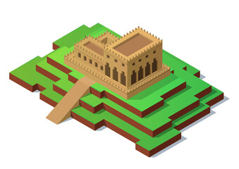 isometric castle building