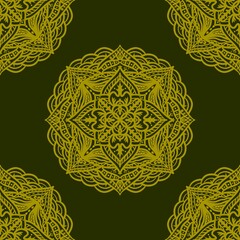 Seamless pattern tile with mandala, vintage decorative elements illustration, Ethnic mandala with colorful tribal ornaments, Islam,turkish, Arabic, Indian, ottoman pattern