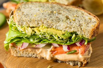 Homemade Mediterranean Veggie Hummus Sandwich