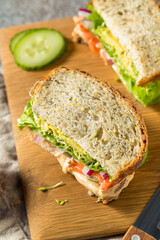 Homemade Mediterranean Veggie Hummus Sandwich