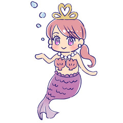 ピンクの髪のマーメイド
