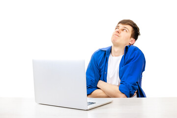 Haughty Young Man with Laptop