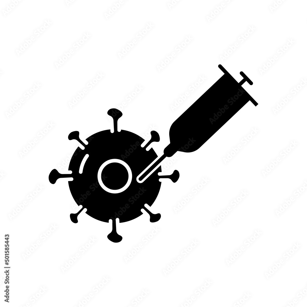 Poster virus icon with syringe. suitable for vaccine symbol. solid icon style. simple design editable. Design template vector