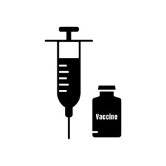 Vaccine medicine icon with syringe. stop virus. suitable for vaccine symbol, health. solid icon style. simple design editable. Design template vector