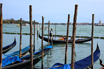 Italy, Veneto: The gondolas of Venice.
