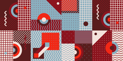 Obraz premium Trendy Colorful Geometric Pattern In 80s-90s Styles.