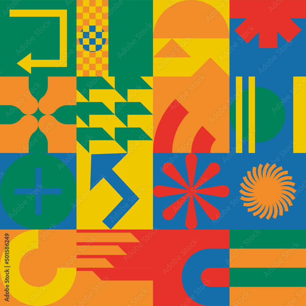 Poster abstract geometric vector pattern design with simple shapes