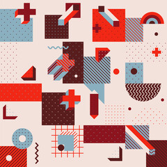Obraz premium Trendy Colorful Geometric Pattern In 80s-90s Styles.