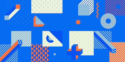 Fototapeta premium Trendy Colorful Geometric Pattern In 80s-90s Styles.