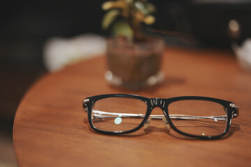glasses on a table