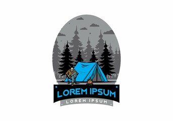 Relax in front of the tent illustration