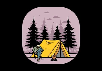 Relax in front of the tent illustration