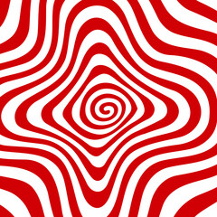 Fototapeta na wymiar Swirl hypnotic red and white spiral. Monochrome abstract background. Vector flat geometric illustration.Template design for banner, website, template, leaflet, brochure, poster