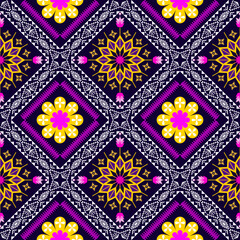 Geometric ethnic oriental traditional pattern.Figure tribal embroidery style.Design for background,wallpaper,clothing,wrapping,fabric,vector illustration