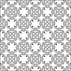 
Vector monochrome pattern, Abstract texture for fabric print, card, table cloth, furniture, banner, cover, invitation, decoration, wrapping.Repeating geometric tiles with stripe elements.Black and 
w