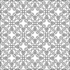 
Vector monochrome pattern, Abstract texture for fabric print, card, table cloth, furniture, banner, cover, invitation, decoration, wrapping.Repeating geometric tiles with stripe elements.Black and 
w