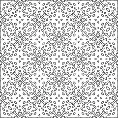 Vector monochrome pattern, Abstract texture for fabric print, card, table cloth, furniture, banner, cover, invitation, decoration, wrapping.Repeating geometric tiles with stripe elements.Black and 
wh
