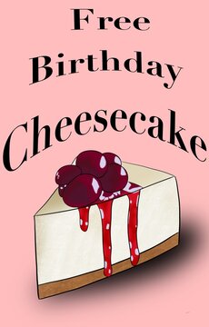 Free birthday cheesecake pink background picture