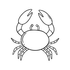Hand drawn crab doodle. Underwater animal in sketch style.  Vector illustration isolated on white background.
