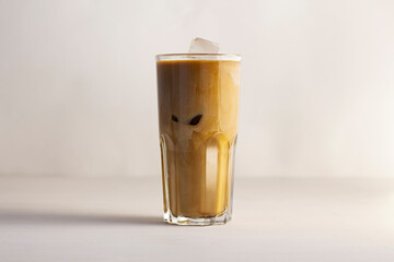 An invigorating drink with ice and milk. Coffee mixed with cream