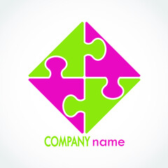 puzzle square color logo design