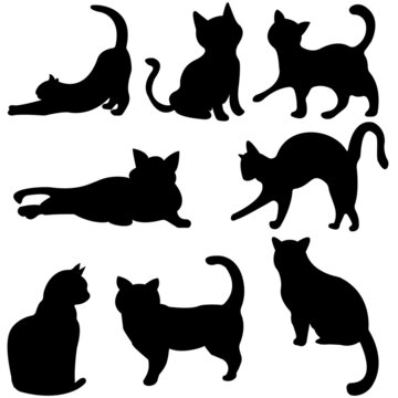 Cat set silhouettes