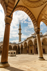 Minaret of Suleymaniye mosque in Istanbul, Turkey.