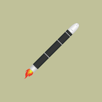Launch of a superheavy thermonuclear armed intercontinental ballistic missile from the Russian Federation. Vector illustration, Sarmat SS-X-30 Satan 2. NASA terrain. 3D rendering.