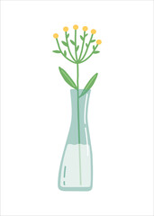 Flower in vase, simple flat design vector