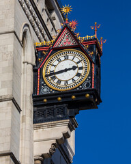 Ornate Clock on the Royal Courts of Justice Building in London, UK