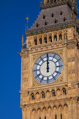 Fototapeta na wymiar The Clockface of the Elizabeth Tower in Westminster, London
