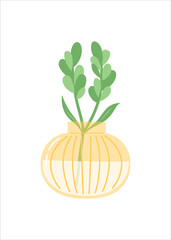Flower in vase, simple flat design vector