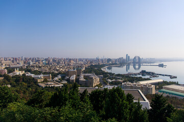Fototapeta na wymiar Baku city view from bird fly