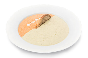 Semolina porridge Ukrainian cuisine. Photo of food on a white background
