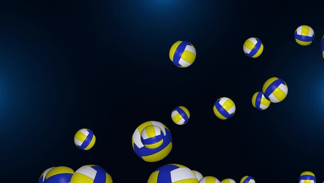 3D Rotating volleyball ball loop background. Sport equipment as loo 4K video background. Virtual studio Sport club animation. Professional training and play concept. Metal ball on the beach