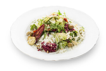 Salad with vegetables Ukrainian cuisine. Photo of food on a white background
