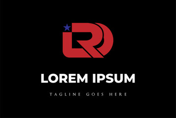 Initial Letter Red RD DR Logo Design Vector