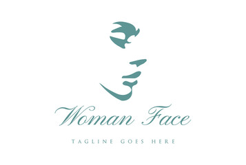 Beauty Woman Lady Female Girl Head Silhouette Face for Wellness Cosmetics Spa Logo Design