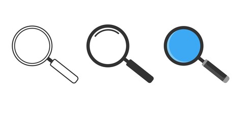 Web  Magnifying glass icons set. magnifier sign.