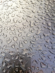 Background - raindrops on the metal surface of a modern car