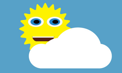 sun and cloud with blue background